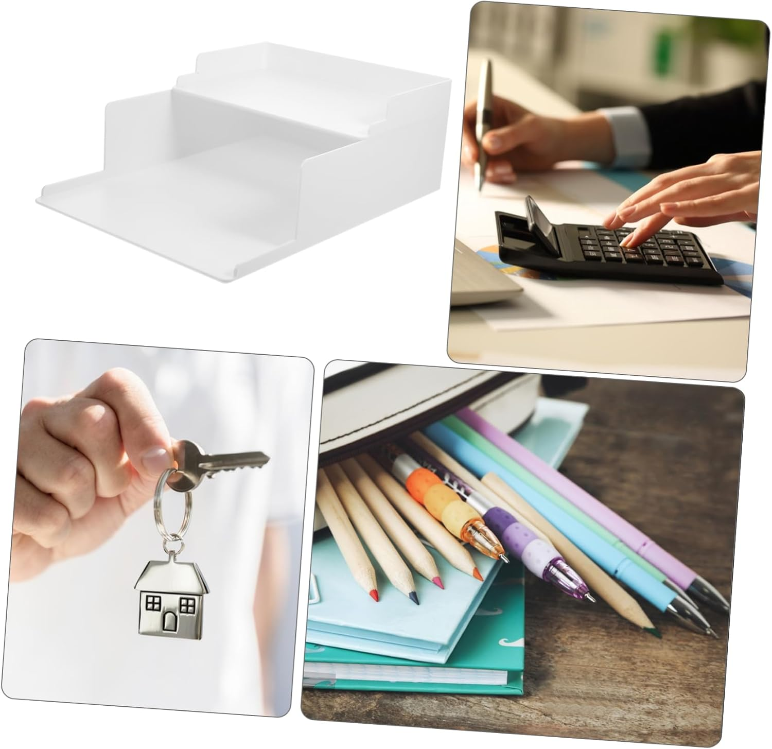 Jojofuny 2Pcs Desk Paper Organizers File Desk Shelf Storage Bin Stationery Desktop Supplies Stackable Filing Office Shelves Organiser Office Products Office Desk Accessories White image number 5