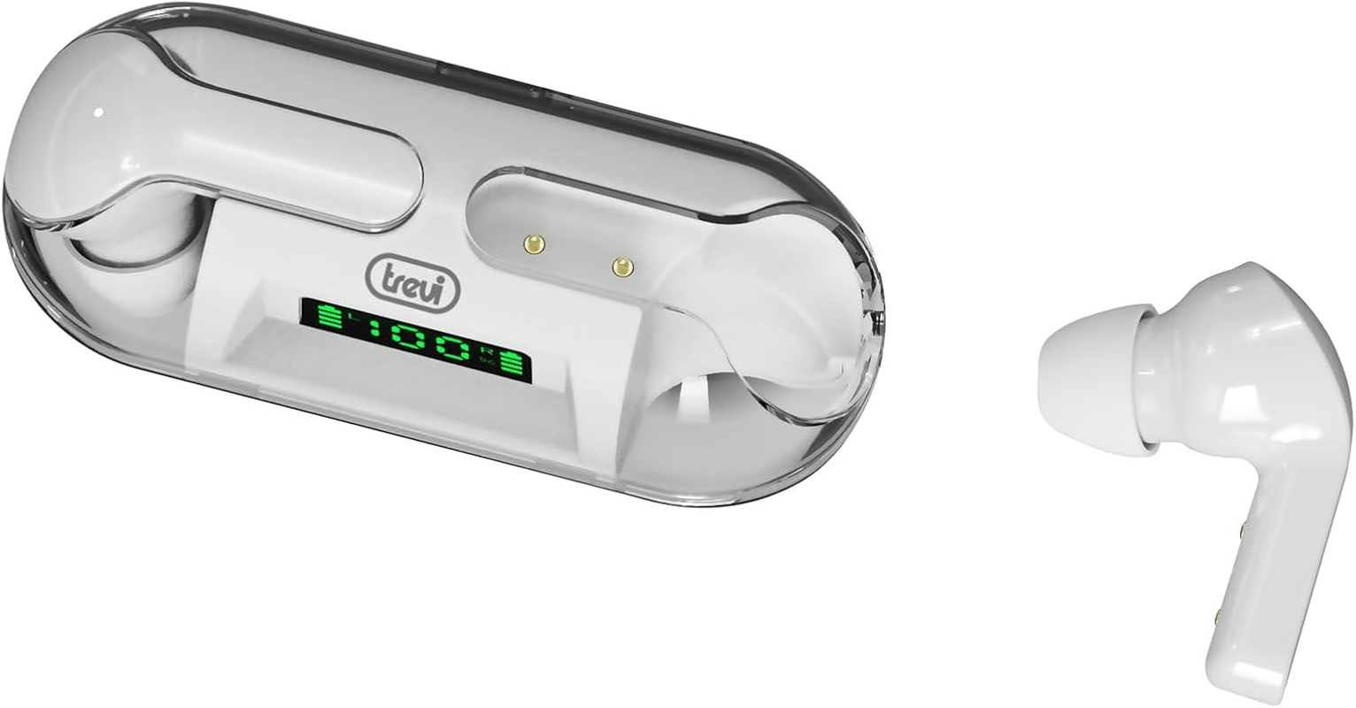 Trevi HMP 12E08 AIR Bluetooth Headphones with Magnetic Closure, Built-In Microphone, Multifunction Touch Control, Rechargeable Battery, Storage/Charging Station, 4 Hours Runtime, Type-C image number 2