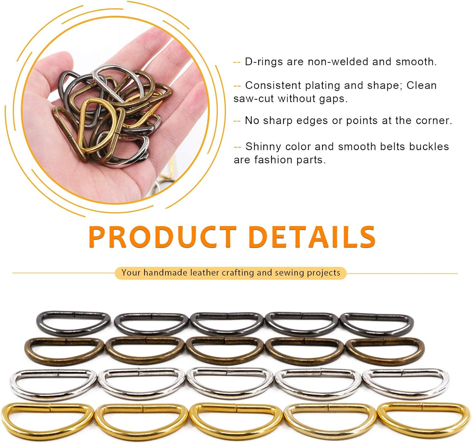 Rustark 1Inch/25Mm Metal Belt Buckle Hardware Assortment Webbing Strap Loops Clasp for Belt Craft Project DIY Accessories image number 6