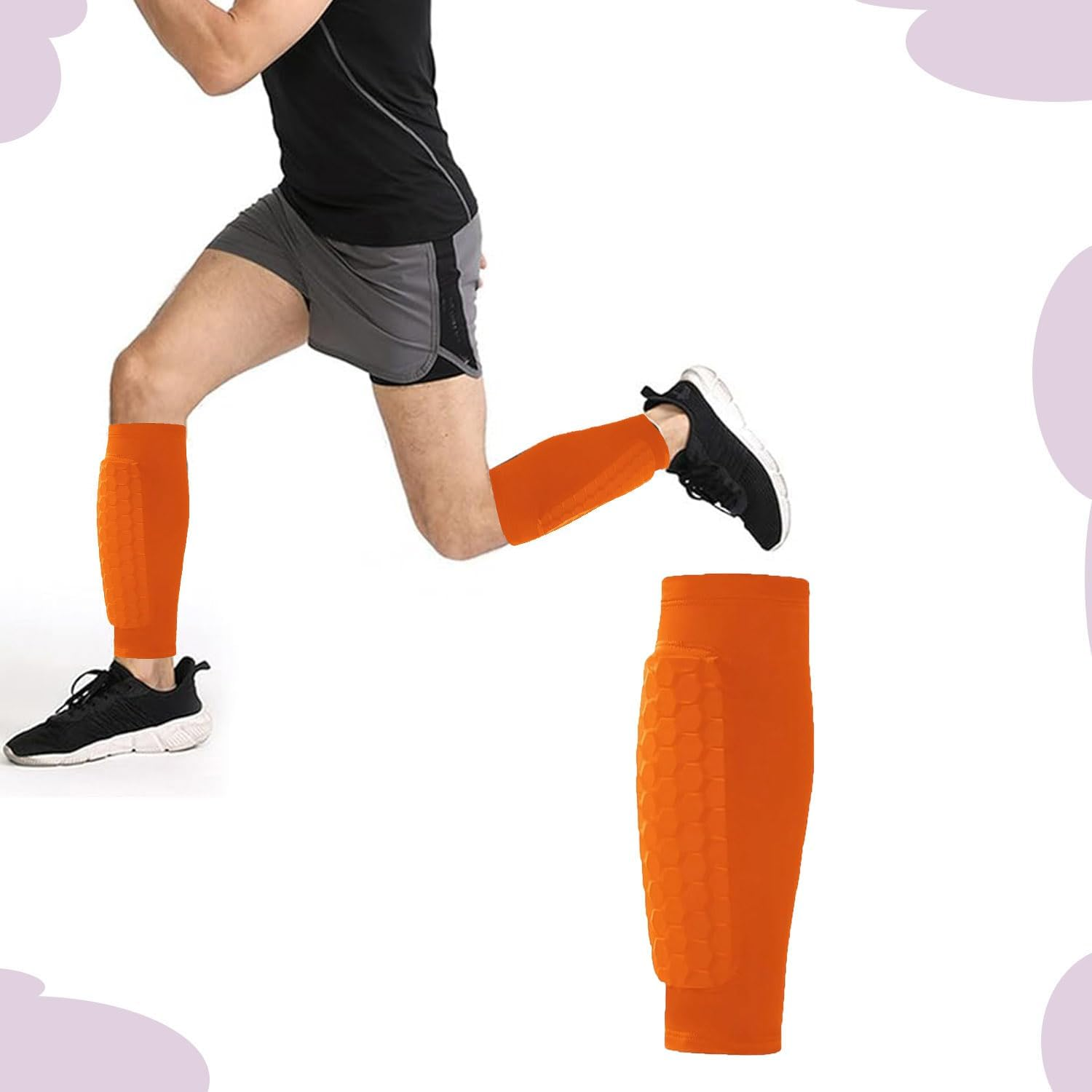 Roczential Shin Guards for Soccer, Lightweight Shin Pads for Kids Youth & Adult - Football Shin Defender Protective Gear, Comfortable Breathable Leg Guards. (1, Orange, Medium) image number 1