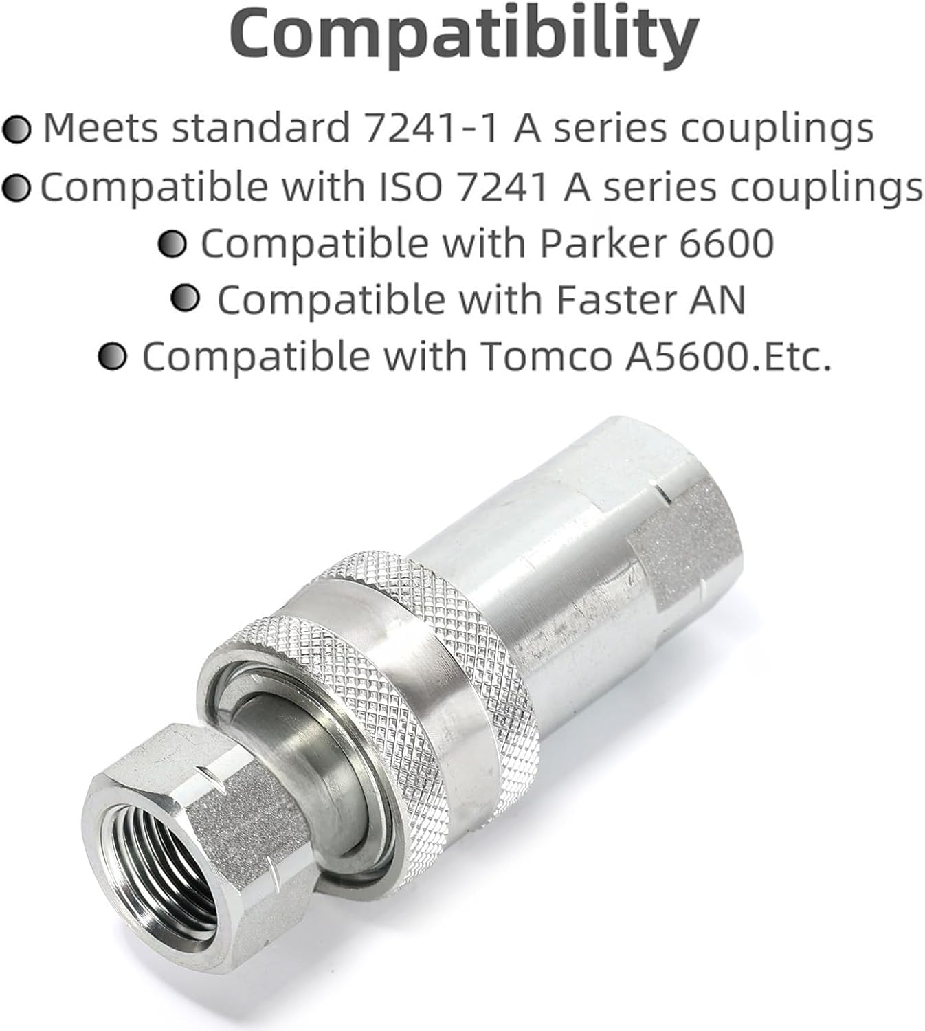 1Set Silver Carbon Steel Hydraulic Quick Connect Coupler Set NPT 3/8 Female Pipe Fitting Plug Adapter Suitable for Construction Forestry and Agricultural Equipment image number 1