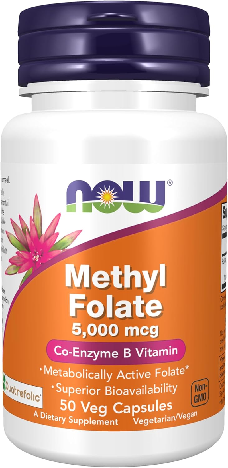 NOW Supplements, Methyl Folate 5000 Mcg, Superior Bioavailability, 50 Veg Capsules image number 6