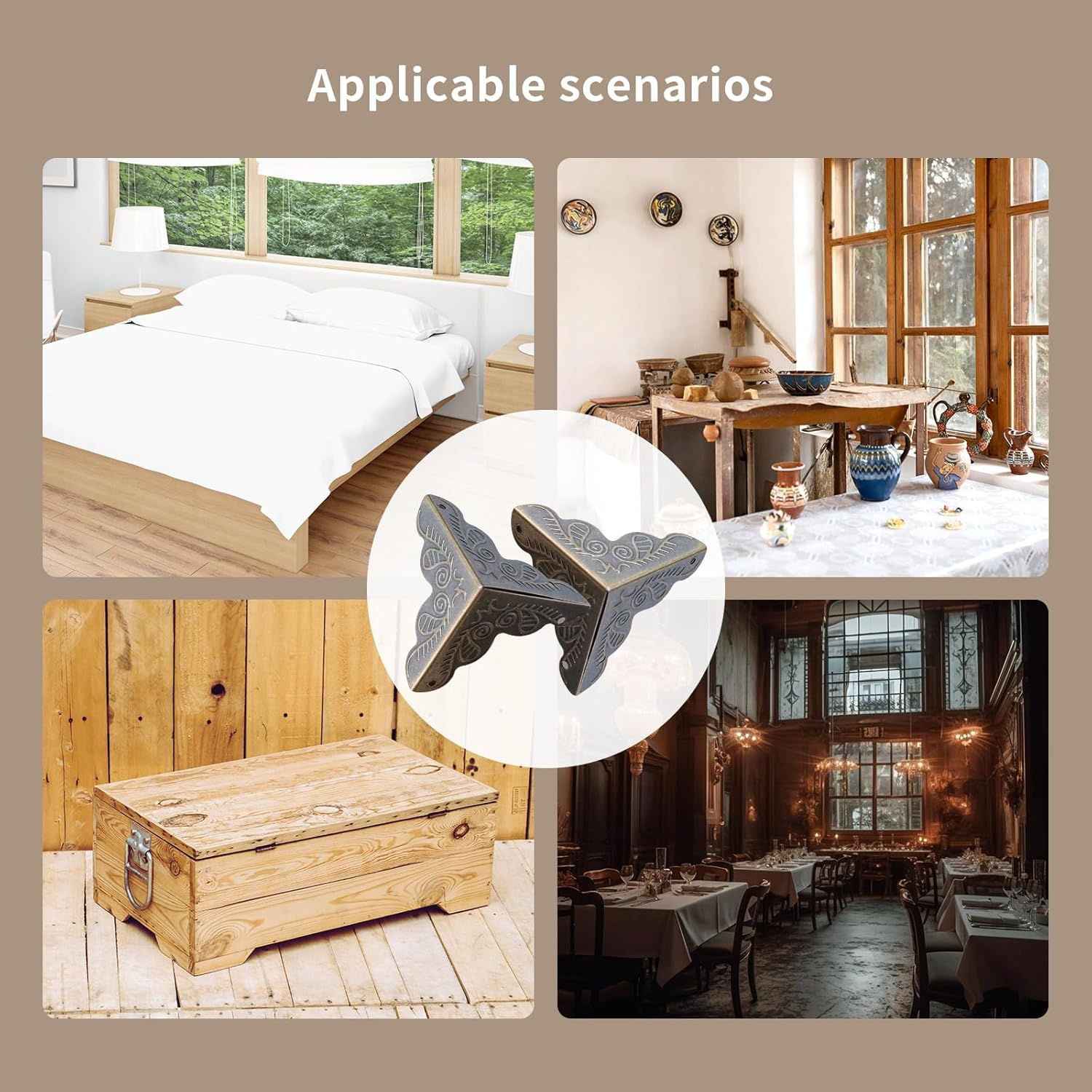 Bitray 48Pcs Antique Corner Decorative Corner 25Mm Vintage Edge Guard Bronze Tone Box Corner Protector with Screws - Bronze image number 4