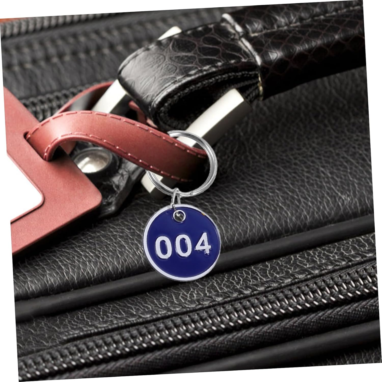 Parliky 50Pcs Aluminium Alloy Luggage Id Tags Metal Number Plates Blue Key Ring Labels for Travel Suitcases Storage Tags Compatible with Home, Office, Hotel Use image number 3