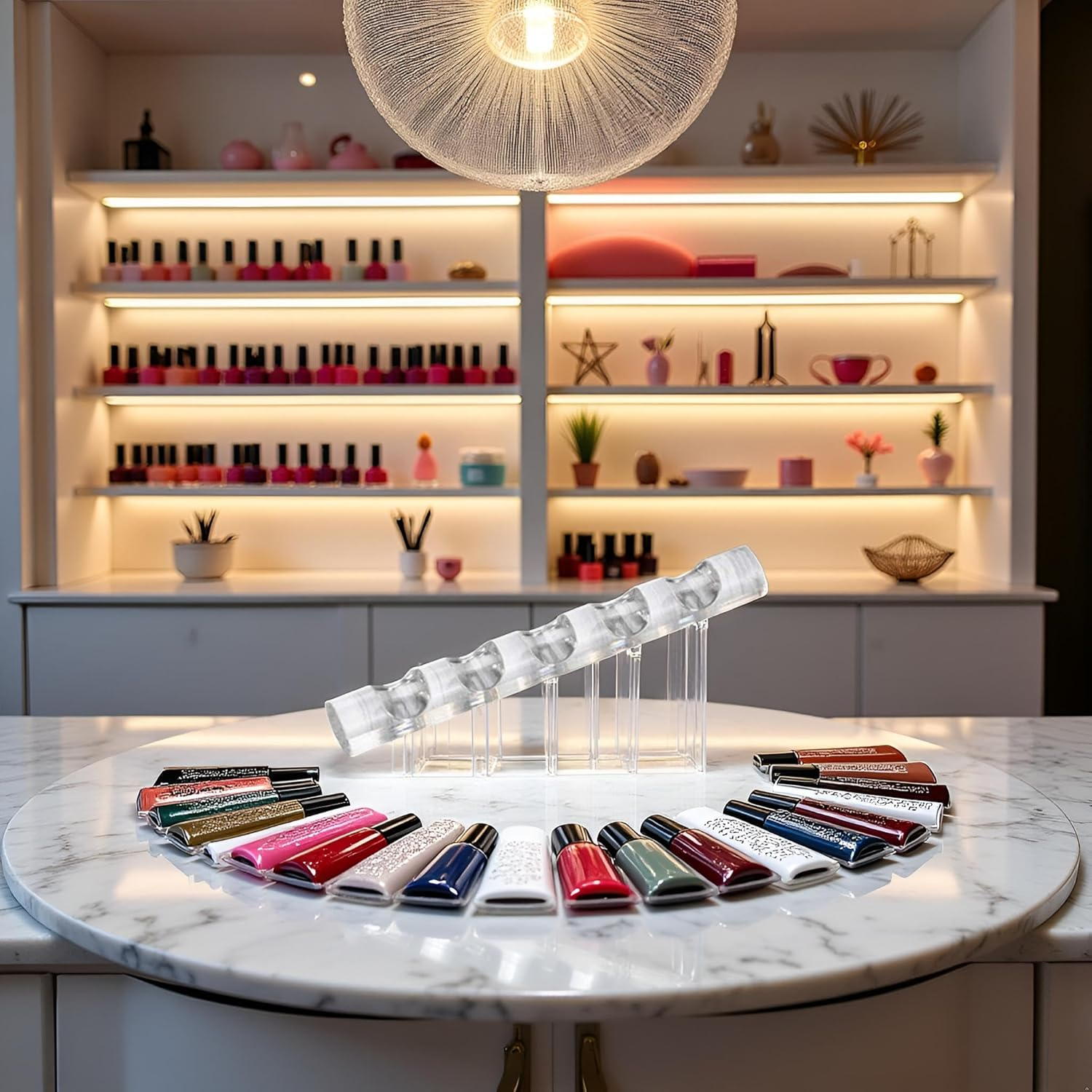 Silver Brush Holder Nail Art Acrylic Simple Transparent Pen Brush Stand Brush Rest Brush Rest for 5 Nail Pens Gel Nails Nail Tools Nail Supplies Stylish Useful Nail Art and Polish