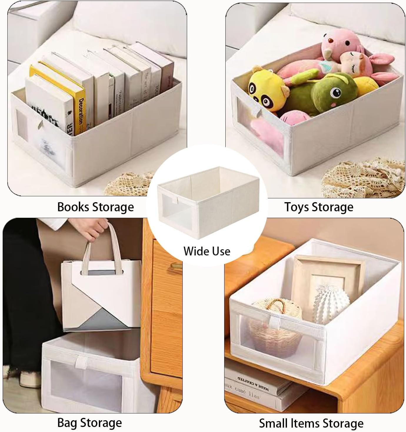 8 Pack Linen Closet Organizers & Storage Bins, Foldable Closet Baskets with Clear Windows, Perfect for Organizing Clothing, Jeans, Toys, Books, Shelves, Wardrobe, and More image number 2