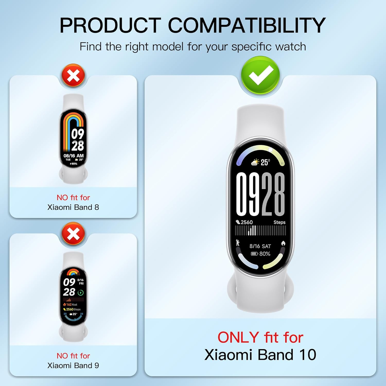 Diruite Pack of 3 Case for Xiaomi Smart Band 10, Protective Case, Soft TPU, Shockproof Screen Protector Case, Transparent, Transparent image number 4