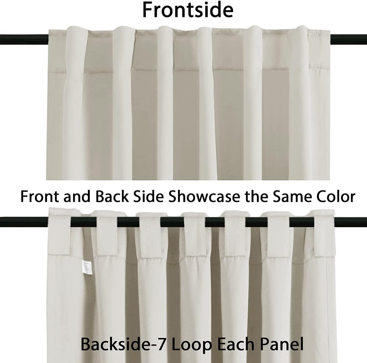 H.VERSAILTEX Blackout Curtains Thermal Insulated Window Treatment Panels Blackout Drapes for Living Room Back Tab/Rod Pocket Bedroom Draperies, 2 Panel Sets, Each W132Cm X D213Cm, Cream Beige image number 6