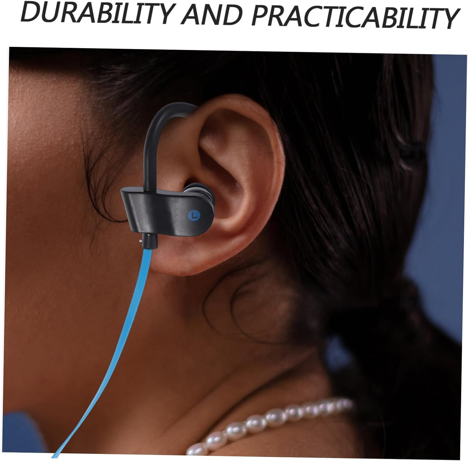 HOMOCONO Ear Hook Earphone with Microphone Universal Stereo Headset for Sports Comfortable Fit Deep Bass Black And image number 2