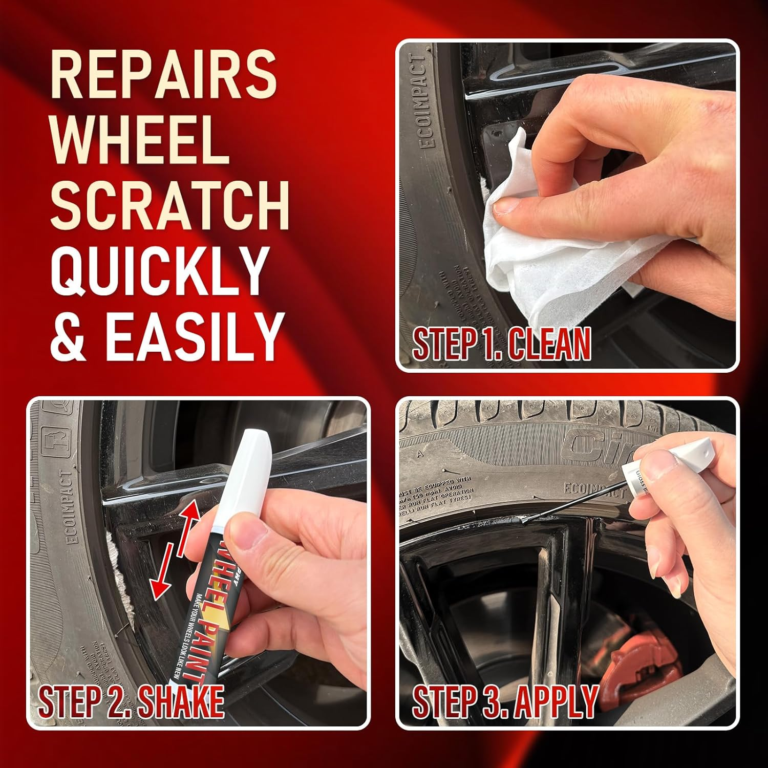 SMAPHY Black Rim Touch up Paint, Wheel Repair Paint Quick and Easy, Touch up Paint for Cars Wheel, Black Car Rim Paint for Car Wheel Repair, Universal Color for Rims (Gloss Black) image number 1