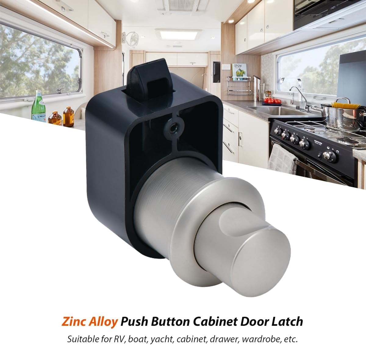 Dream Lighting 2PCS RV Locks Zinc Alloy Push Button Latch Knob Caravan Camper Trailer Motor Home Boat Vehicle Cabinet Drawer Cupboard Door