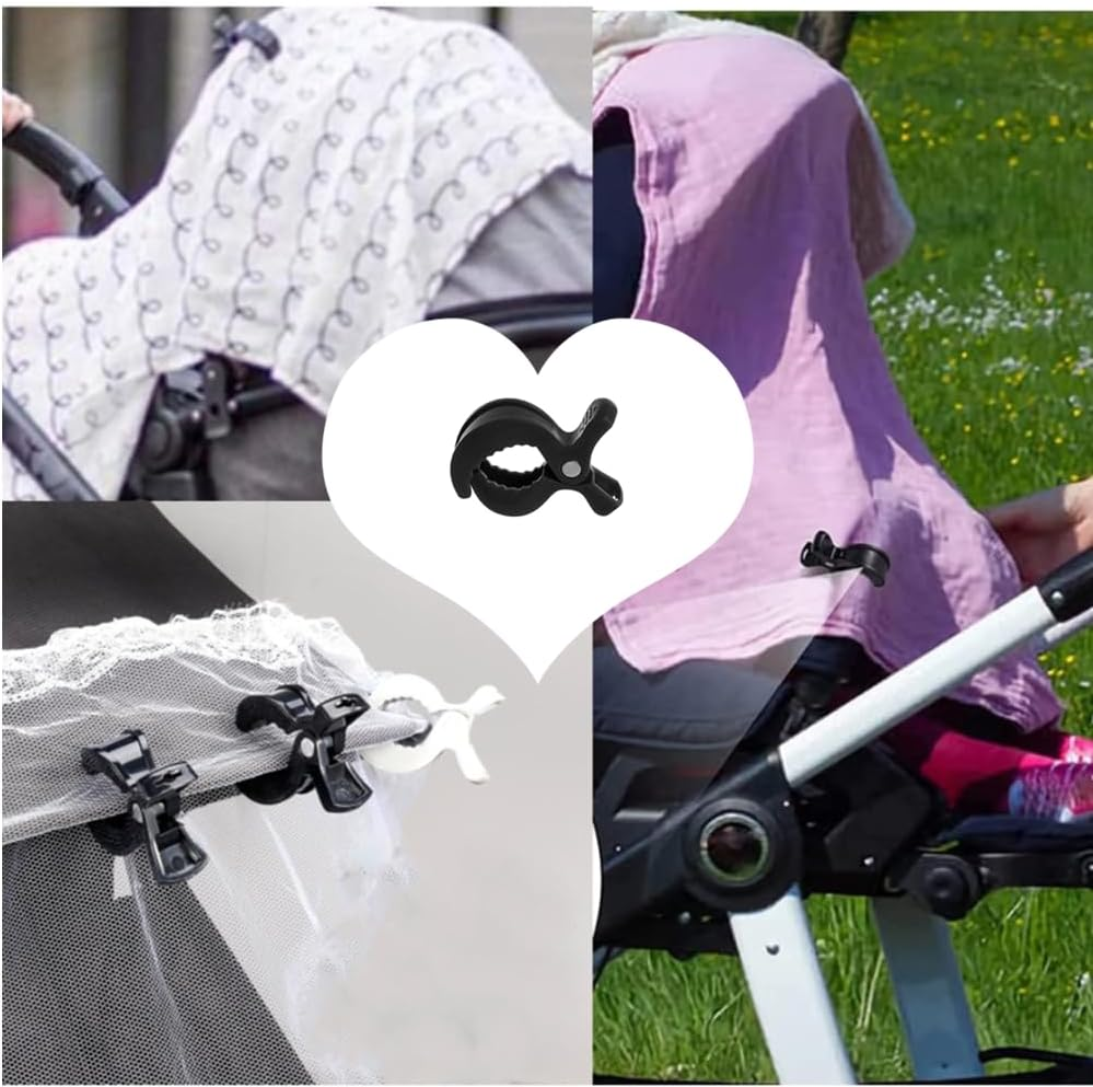 Naisfei 6 PCS Stroller Pegs Clips,Universal Buggy Pram Pegs to Hooks Muslin and Toys Sun Shade to Canopy for Blanket Clamp, Car Seat Cover Clips, Protect Baby Kids from Sun Wind Insects(Black) image number 3