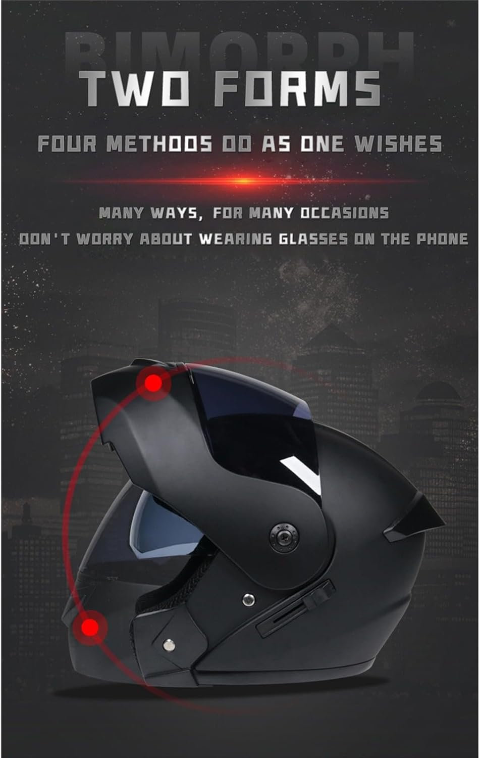 Bluetooth Modular Motorcycle Helmet DOT/ECE Approved Full Face Flip up Anti-Fog Double Sun Visor Helmet for Adults H,XL (61-62Cm) image number 4