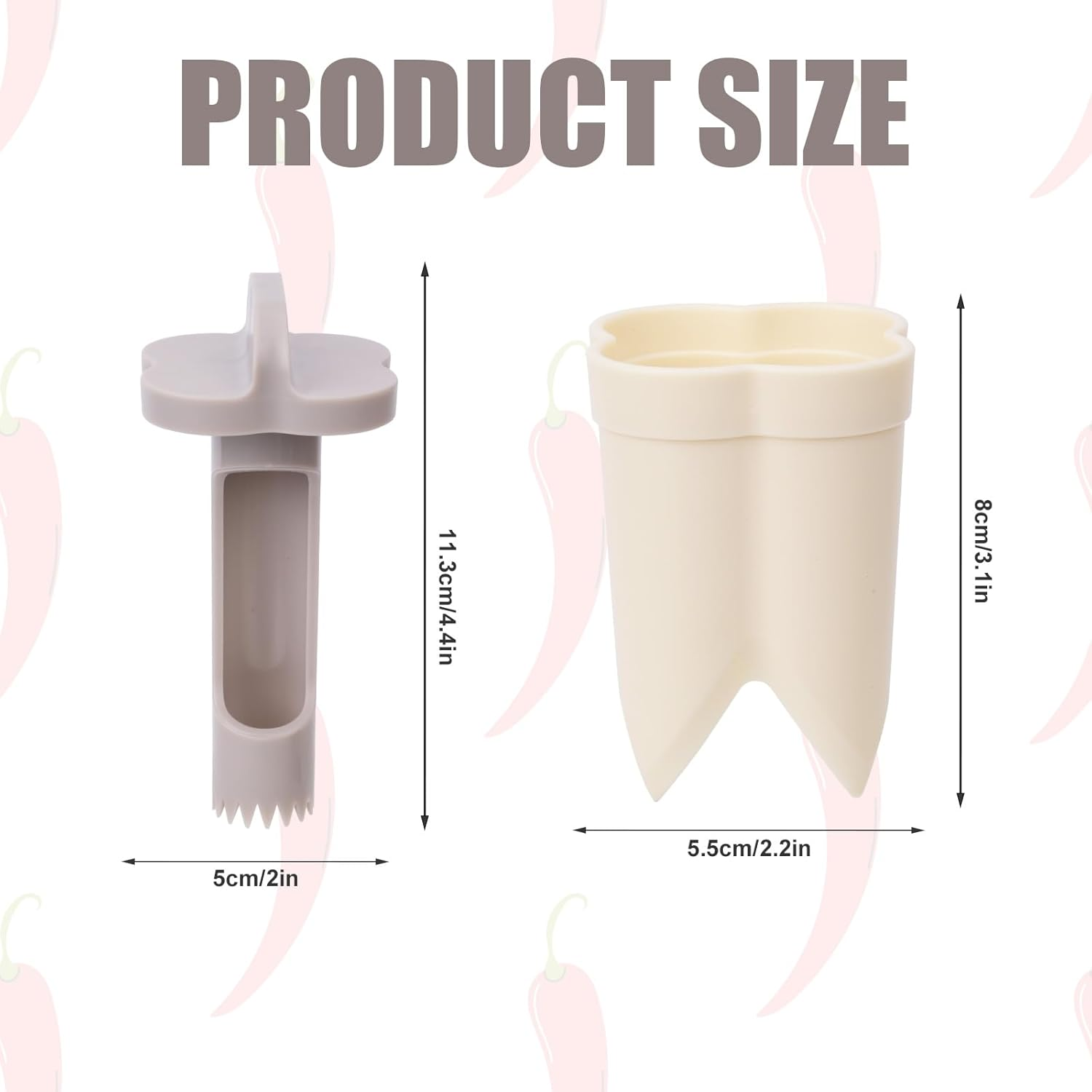 2 in 1 Pepper Corer, Bell Pepper Cutter 2 in 1 Fruit Pepper Corer Pepper Deseeder Pepper Corer and Deseeder for Kitchen Home Family Camping(Off White)