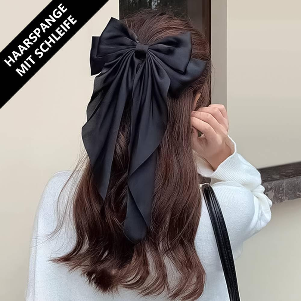 Funalix Bow Hair Clip, Pack of 2 Velvet Hair Bows - Elegant Hair Bow Clips, French Hair Bows for Women Everyday and Special Occasions (Black/White) image number 4