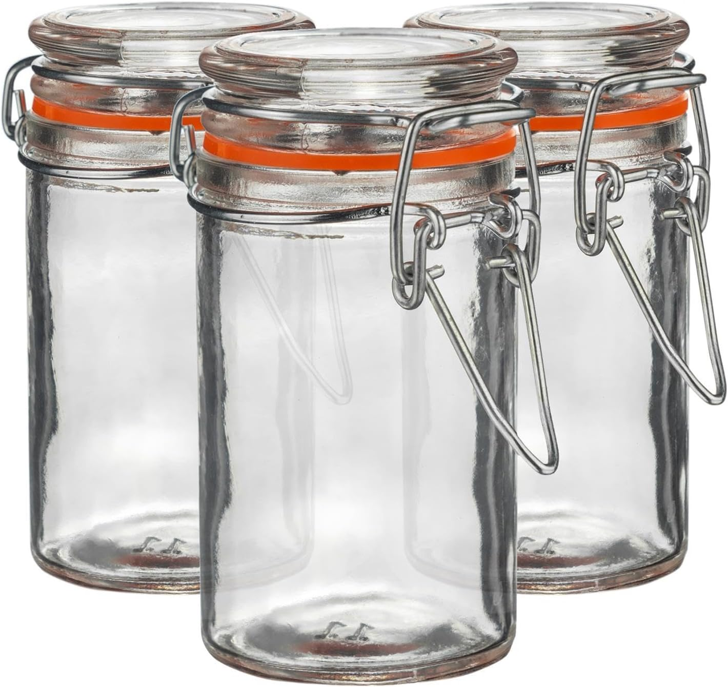 Argon Tableware Glass Spice Jars with Airtight Metal Clip Lid - 70Ml/2.5Oz - 3 Pack - 4 Colour Seals - Small Kitchen Storage Container round Preserving Jar for Spice, Seasoning image number 4