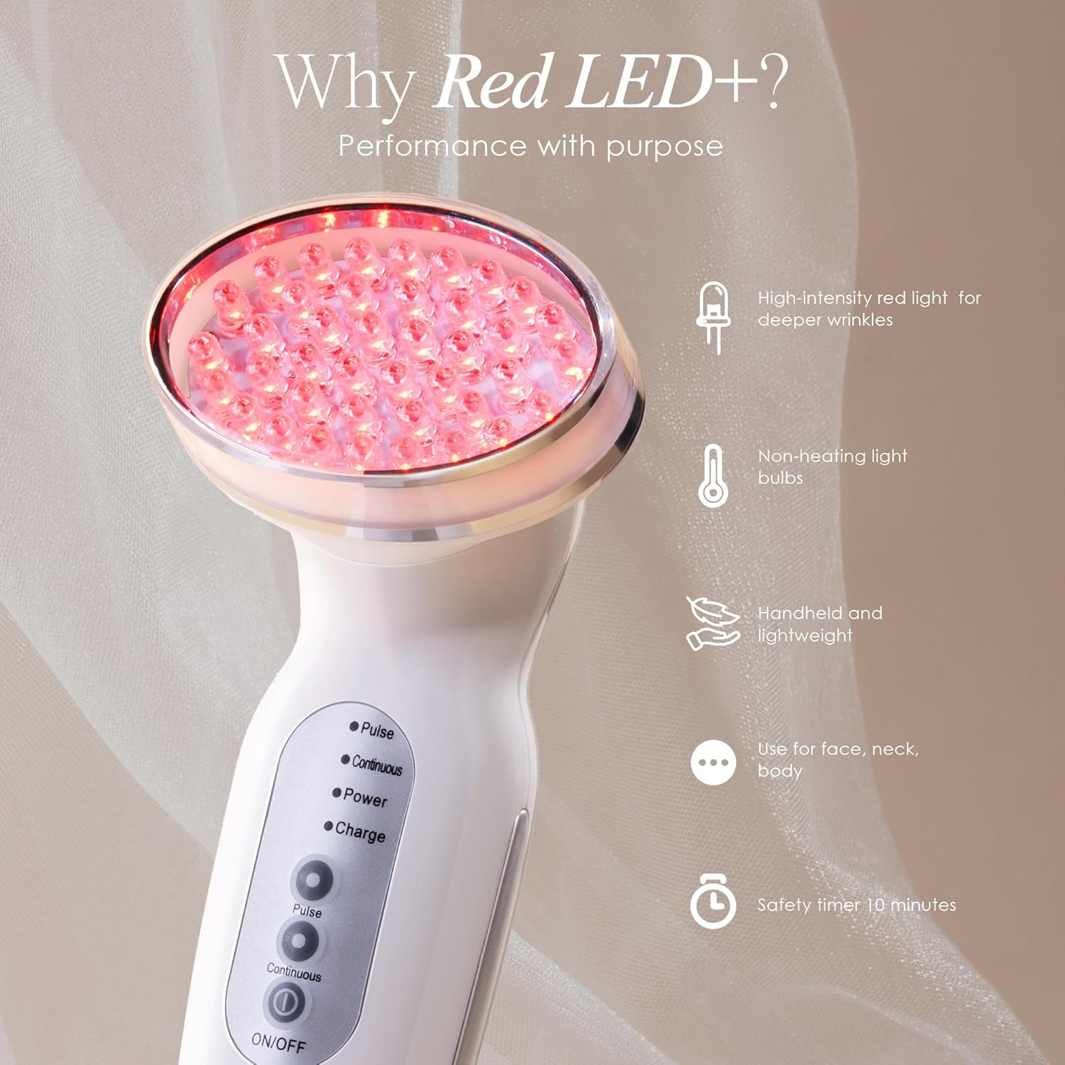 Project E Beauty LED Red & Blue Light Therapy | LED Photon Skin Rejuvenation Tightening anti Aging Whiting anti Acne Spot Scars Wrinkles Removal Reducing Skin Care Device for Face (Red LED Light) image number 2