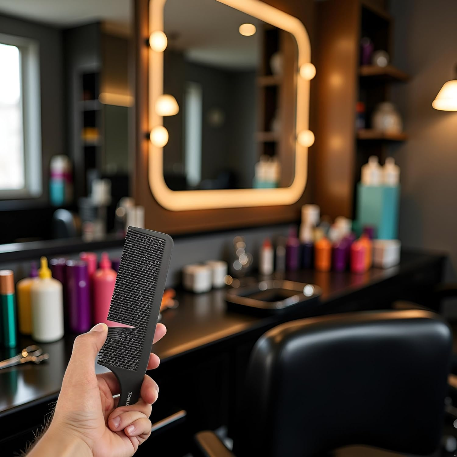 Black Plastic Hairdresser Tail Comb Haircut Hairdresser Comb Hair Teasing Styling Comb Ideal for Separation Cutting Back Combs Hair Combs Hair Care, Styling Tools image number 6