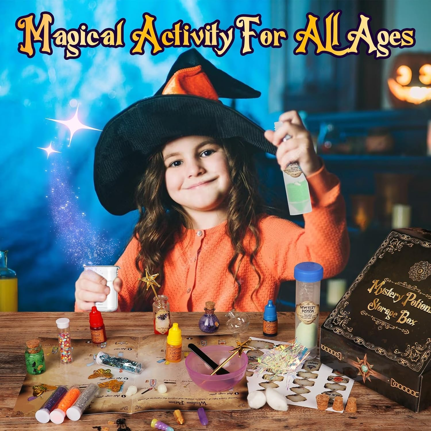 Magic Potions Craft Kit for Kids, 20PCS Fairy & Witch Potion Bottles Making Set, DIY Arts & Crafts Science Kit for Boys and Girls Ages 6-12 - Birthday Gift, Halloween & Christmas Party Decor image number 1