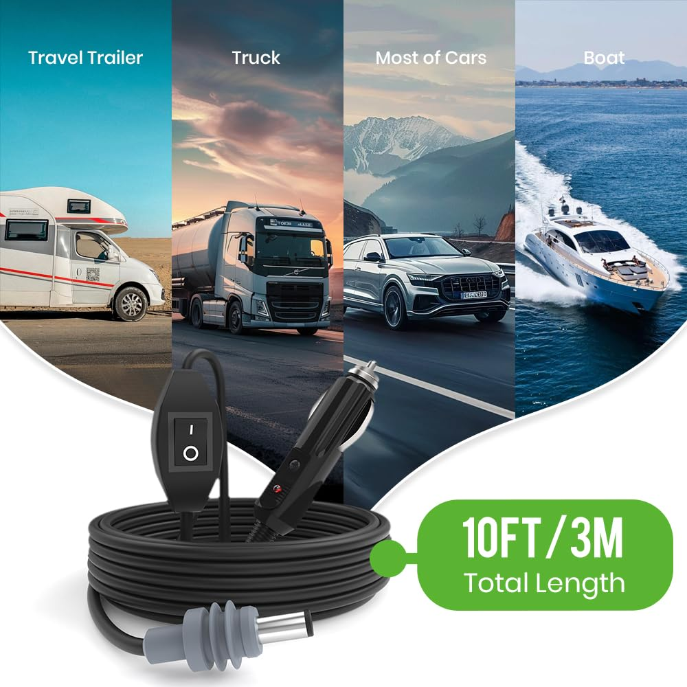 Starlink Mini Car Charger,3M/10Ft Starlink Mini Power Cable Direct to Cigarette 12V-24V Adapter with Switch,Dc Male to Cigarette Lighter Plug and Play (CB7) image number 6