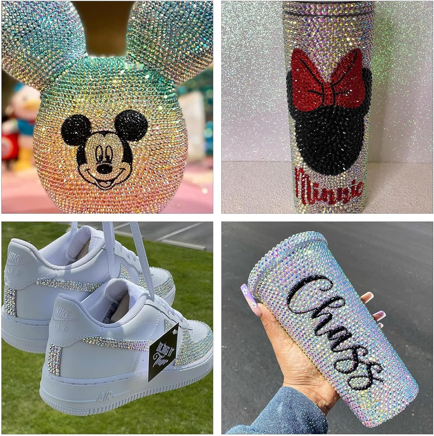 2500 Glitter Gems Hotfix Self-Adhesive 0.15~0.48 Cm, Rhinestones for Textiles for Gluing, Gemstones for Crafts, Rhinestones, for Clothing, Shoes, DIY, Craft, Nail Charms, Gift (AB) - Black image number 6