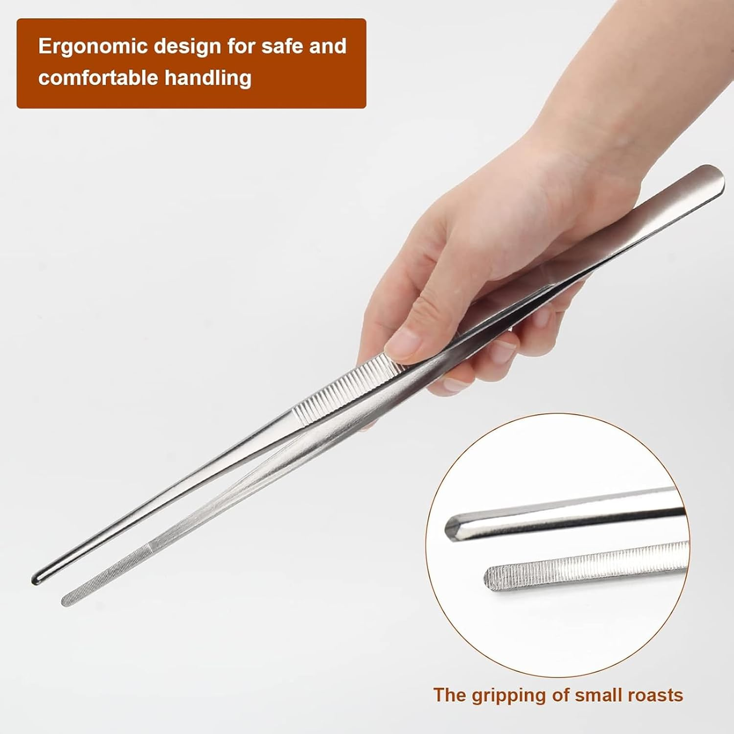 6 Pcs Cooking Tweezers, Multifunctional Stainless Steel Kitchen Tweezer Set, Professional Chef Tweezers for Cooking, Plating, Sea Food, BBQ, Multi-Use（12 in and 6.3 in ） image number 2