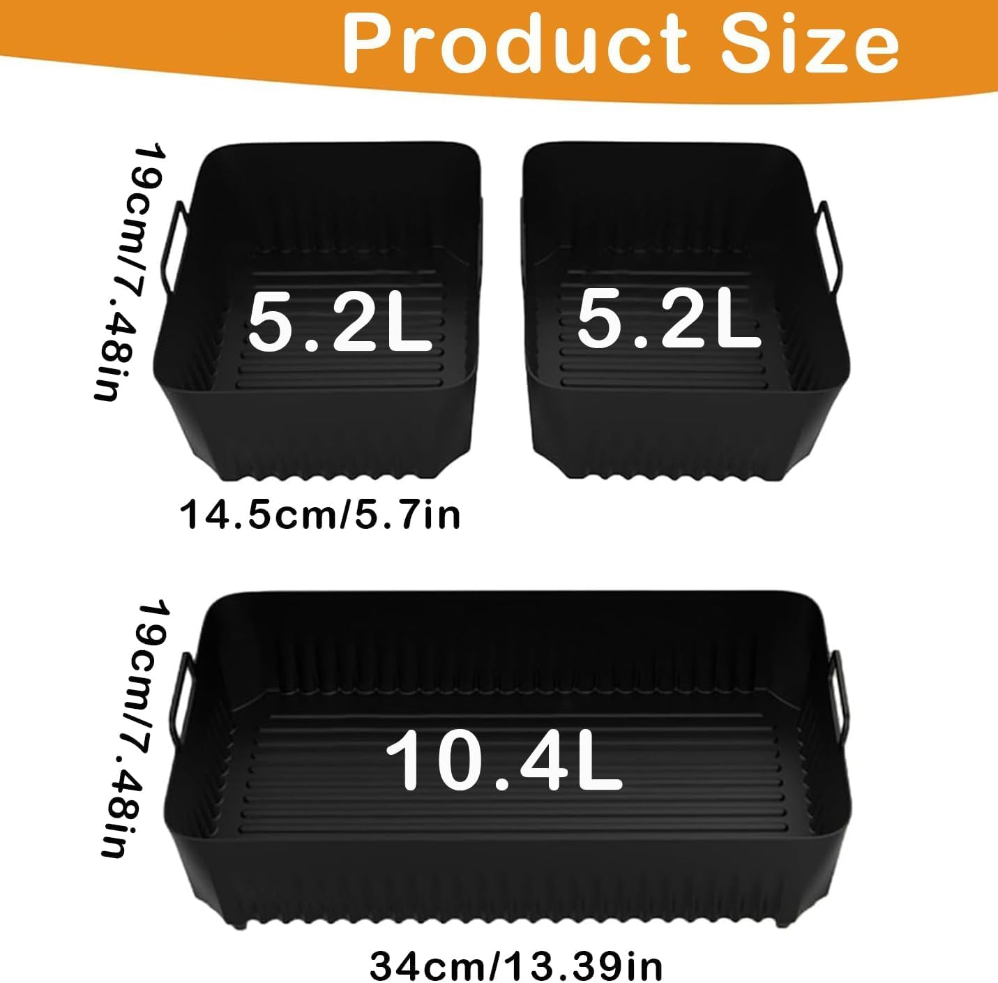 3-Pack Silicone Liners for Ninja Flexi Drawer Air Fryer, Reusable Liners for 1X10.4L+2X5.2L, Silicone Inserts for AF500UK and Ninja Foodi Max XXXL Dual Zone image number 3