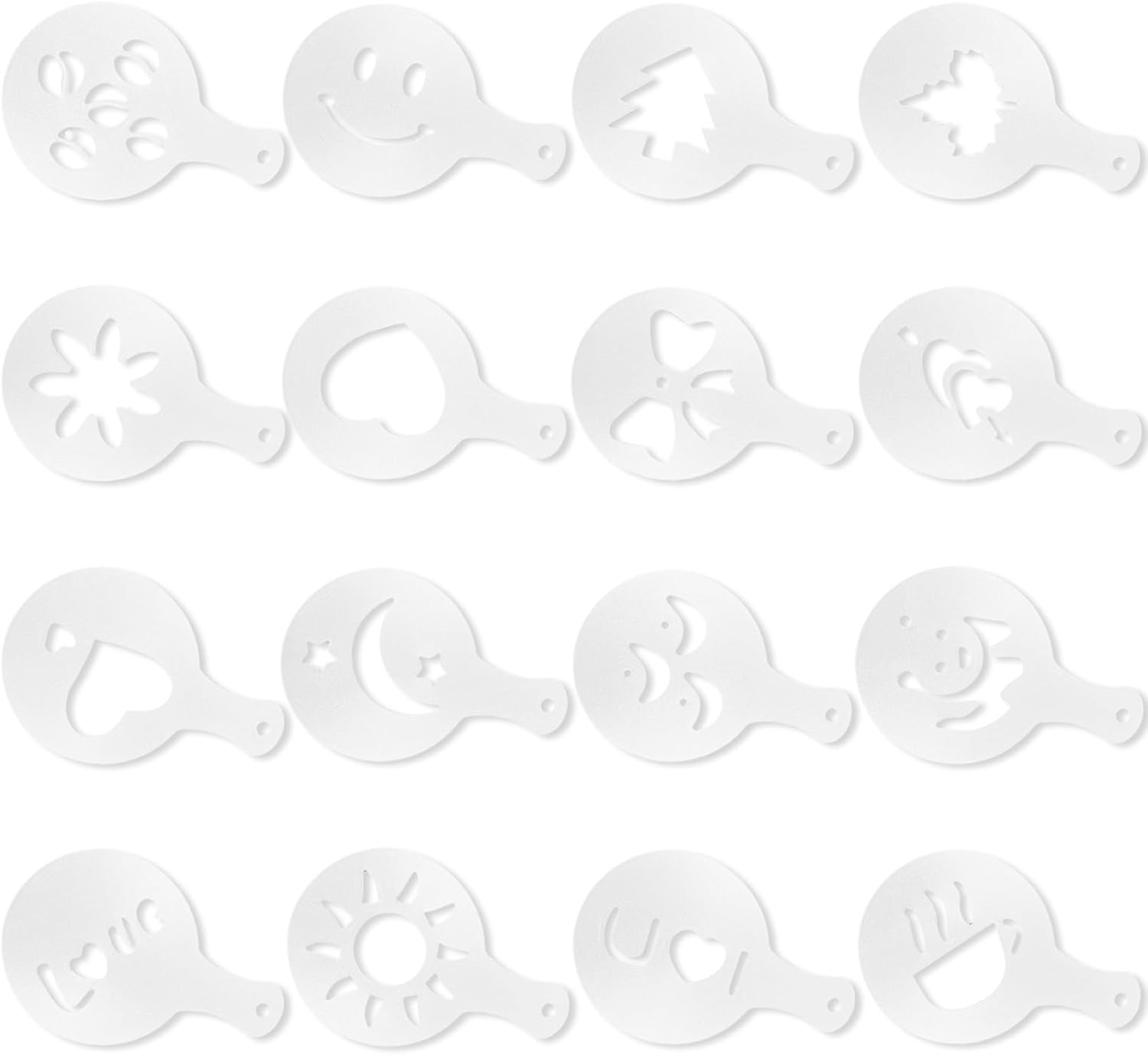 NILLOS Latte Art Template, 16 PCS Coffee Decorating Stencils for Cappuccino, Cookie Drawing (Assorted Styles) image number 2