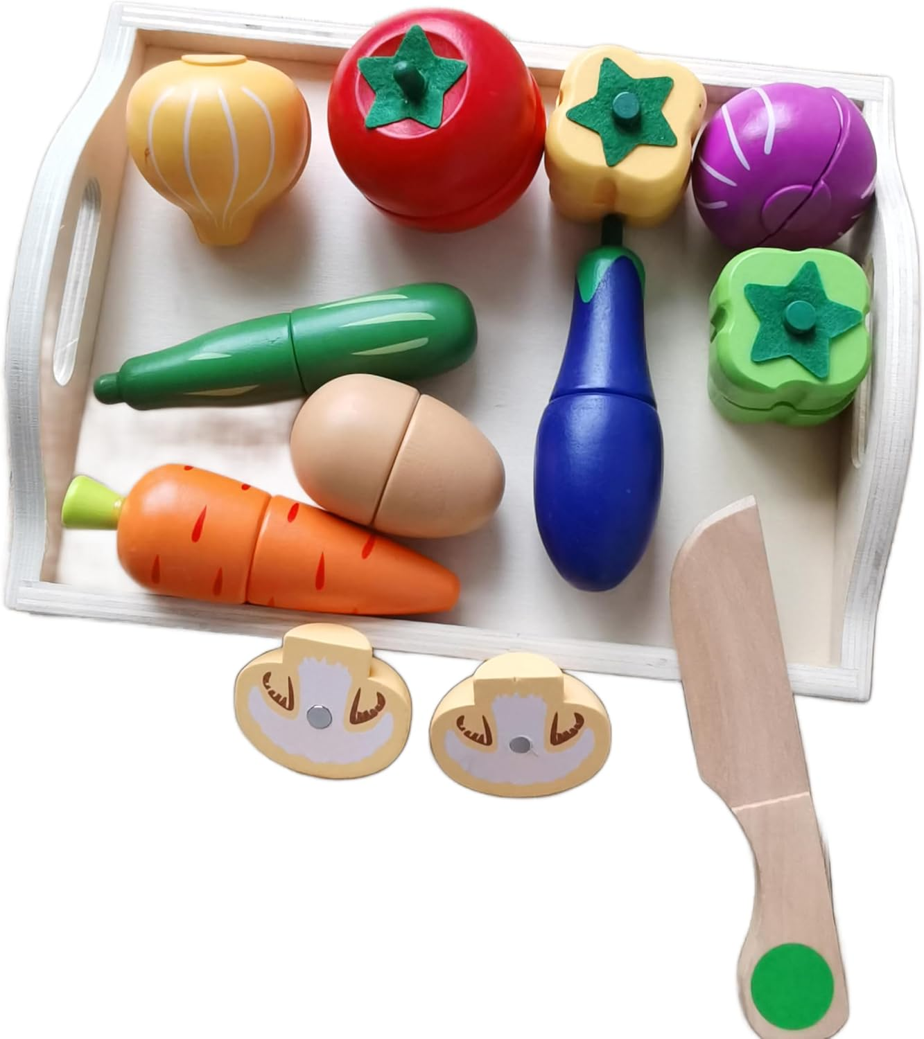 BEACENOV Wooden Play Food Toy for Toddler,Kids Kitchen Play Food Set,Play Kitchen Accessories,Pretend Play Toy Food Set,Toddler Montessori Educational Toy for Boys Girls Gift,Cutting Fruits Vegetables image number 2