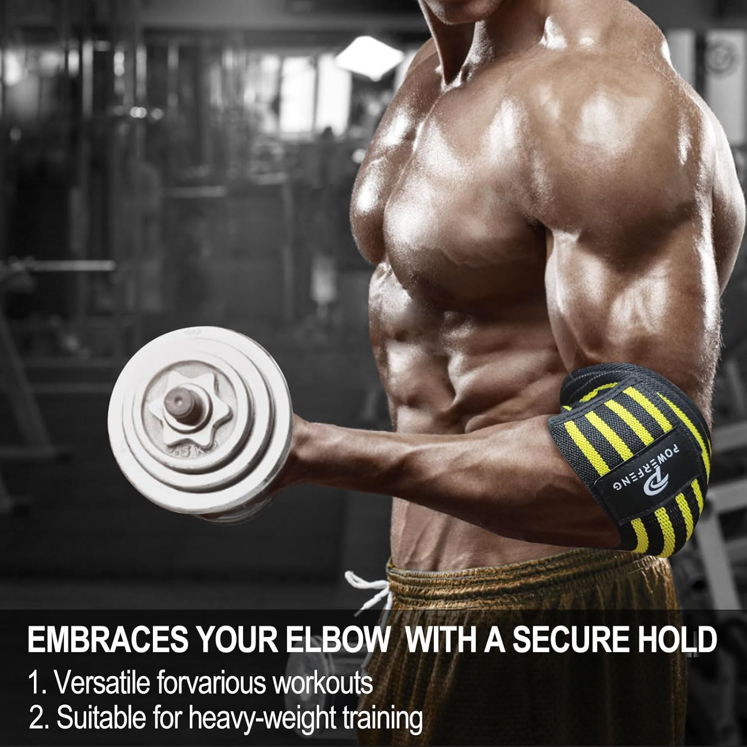 Elbow Wraps for Weightlifting：Elbow Sleeve Support for Bench Press, Cross Training & Powerlifting - Elbow Straps for Weightlifting Gym Men Women