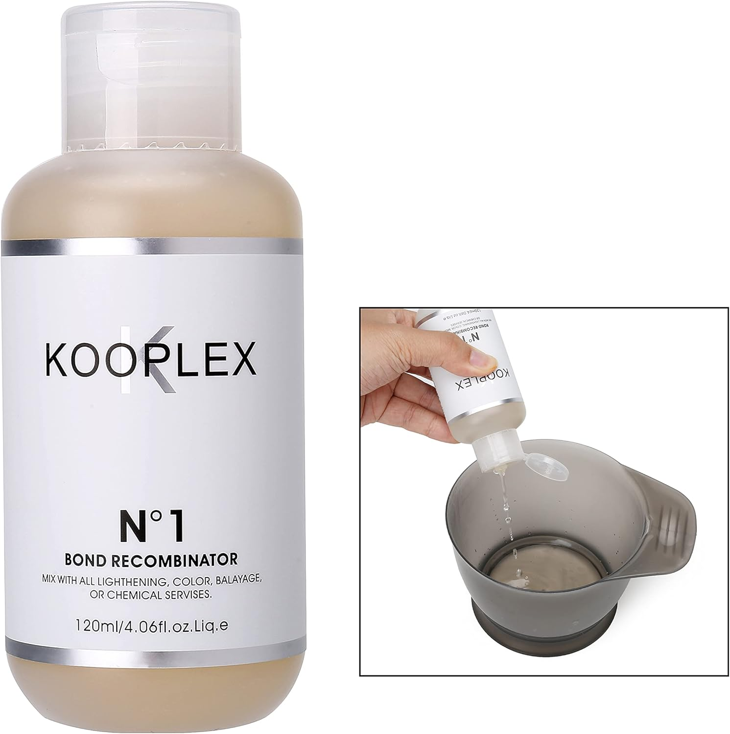 Kooplex Salon Bonding Treatment Kit for Bleaching and Colouring & Keratin Protection for All Hair Types, No1 (120Ml) & No2 (240Ml) image number 2