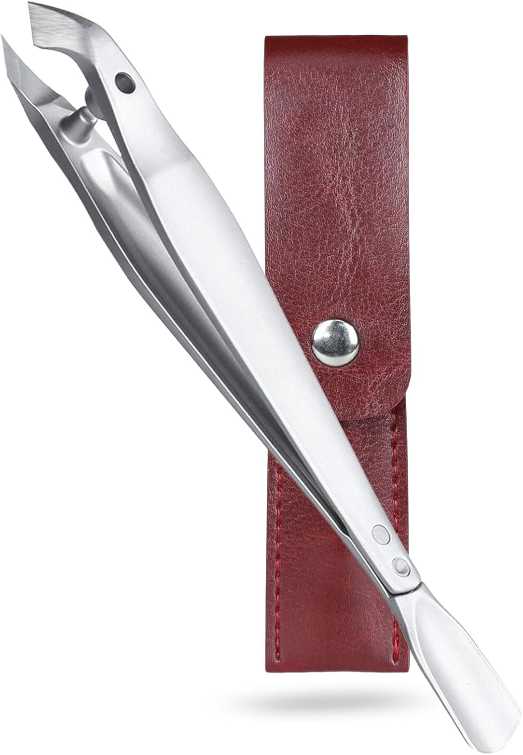 SG Nekoo 2-In-1 Cuticle Trimmer with Pusher, Portable Tweezers Design Sharp Cuticle Cutter Nipper, Precise Trimming of Hangnails for Fingernails and Toenails (Silver)