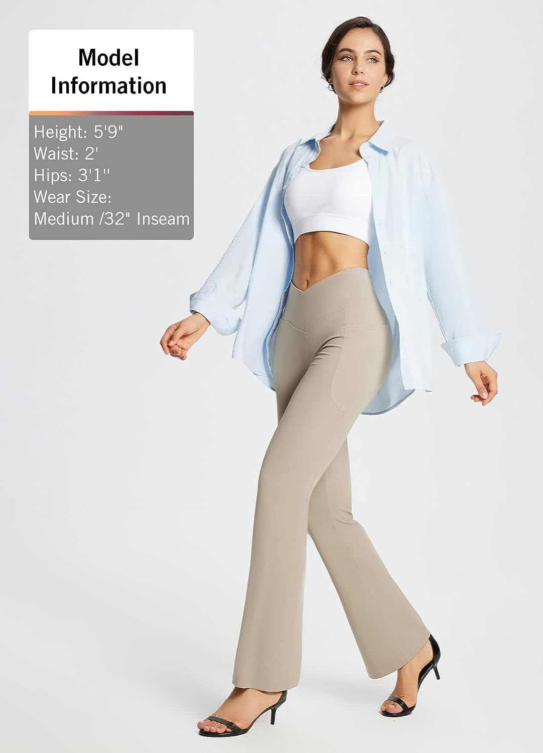 Baleaf Flare Leggings for Women Bootcut Yoga Pants Crossover High Waist Workout Casual Trendy Pants with Pockets image number 4