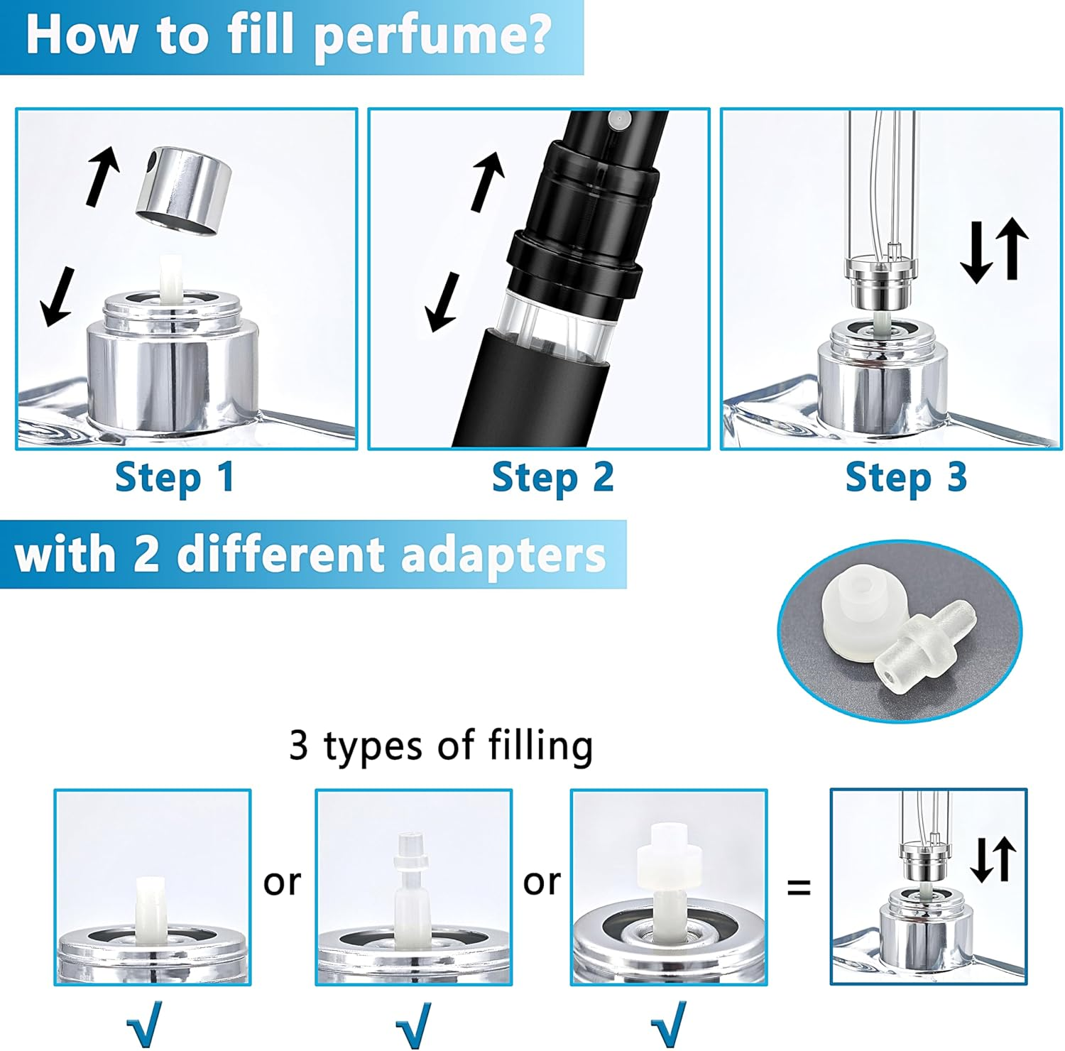 Travel Refillable Perfume Atomiser Bottle - 5Ml Leakproof Travel Perfume Refillable Bottle, Perfume Atomizer (Black & Black) - Rose Gold image number 4