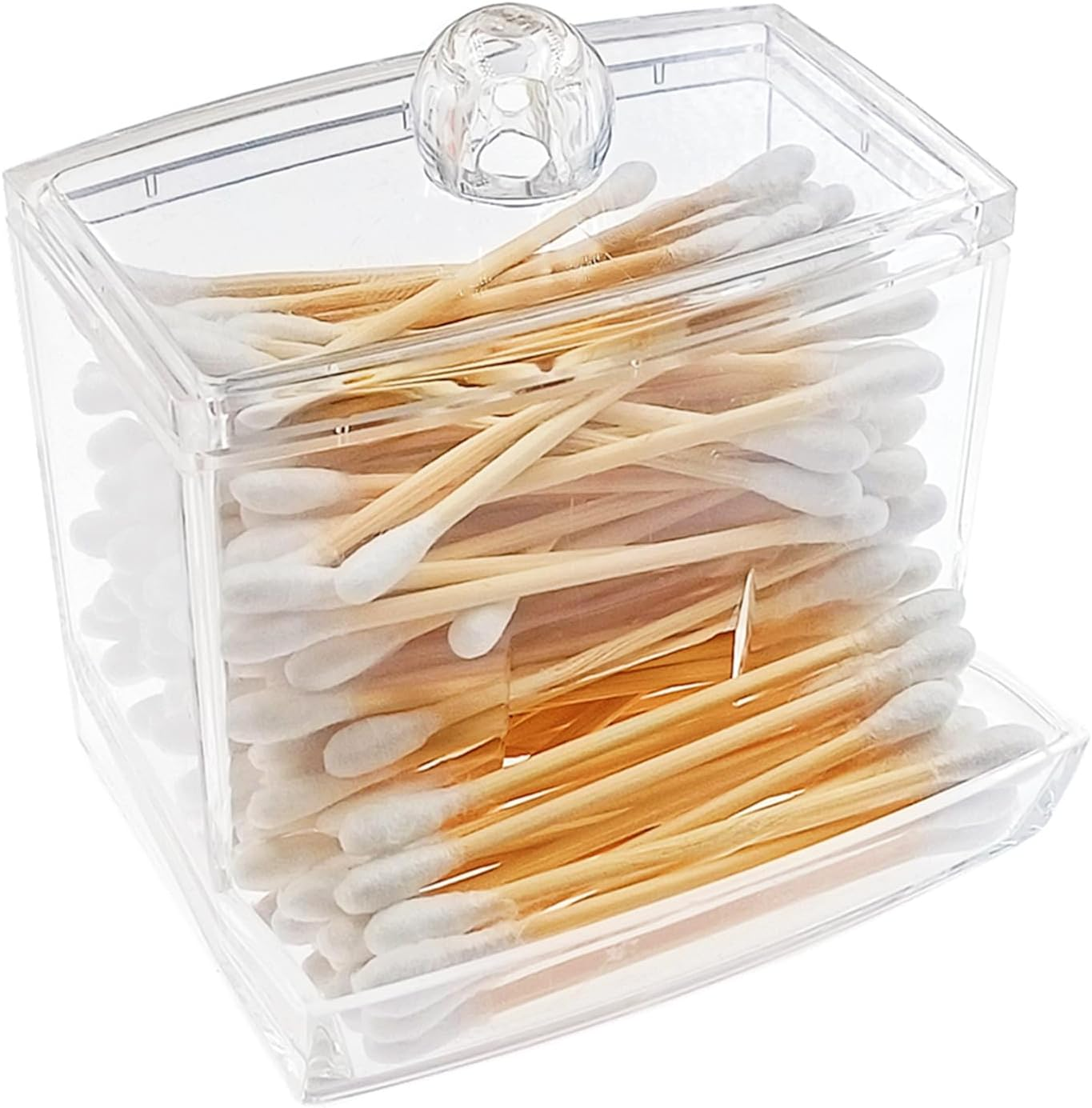 Cotton Swabs, 900 Count Bamboo Sticks Cotton Swabs with a Clear Dispenser Holder Cotton Buds with Wooden Handles for Ears Makeup or Nails Personal Care image number 2