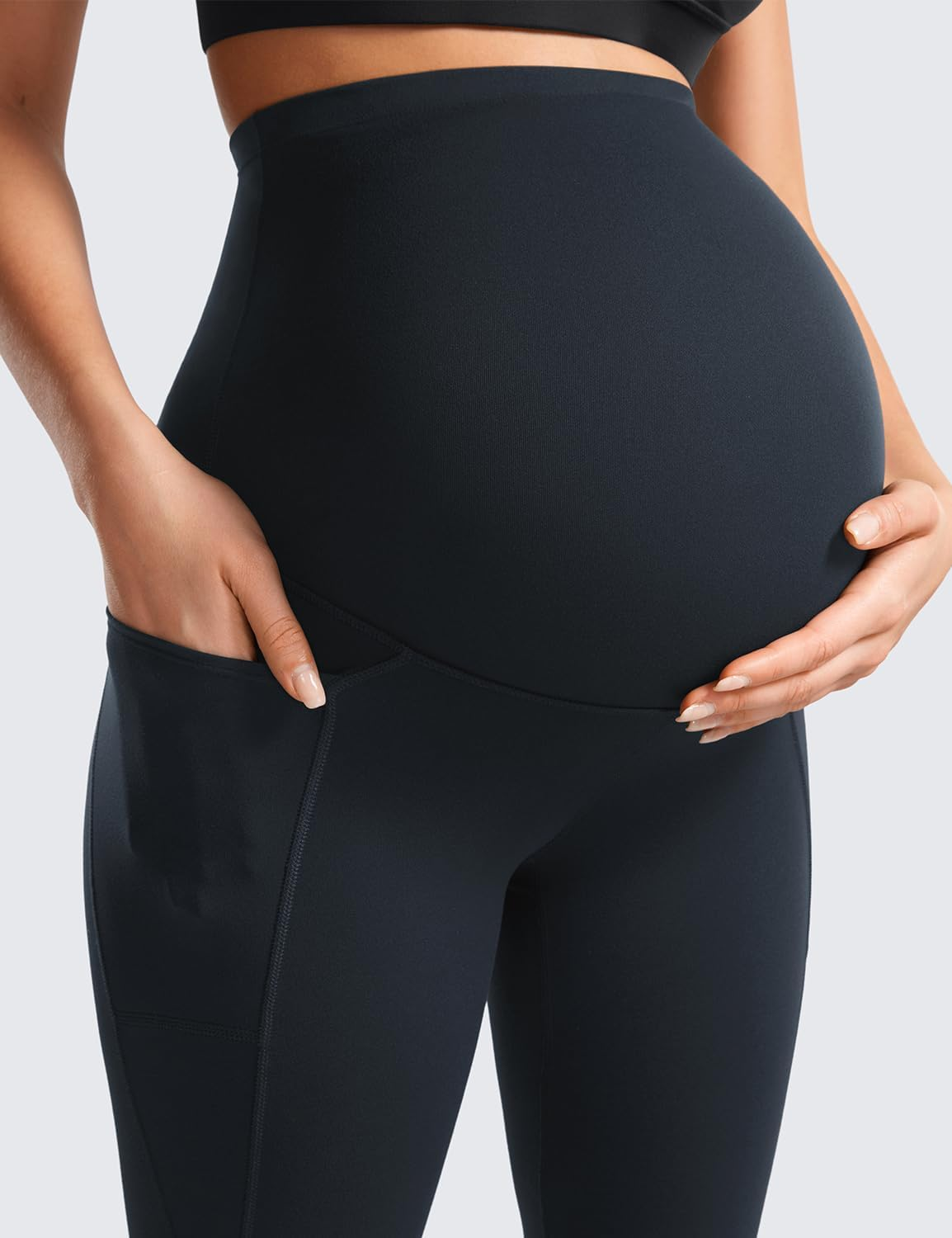 CRZ YOGA Womens Butterluxe Maternity Leggings with Pockets 25" - Workout Activewear Yoga Pregnancy Pants Buttery Soft image number 5