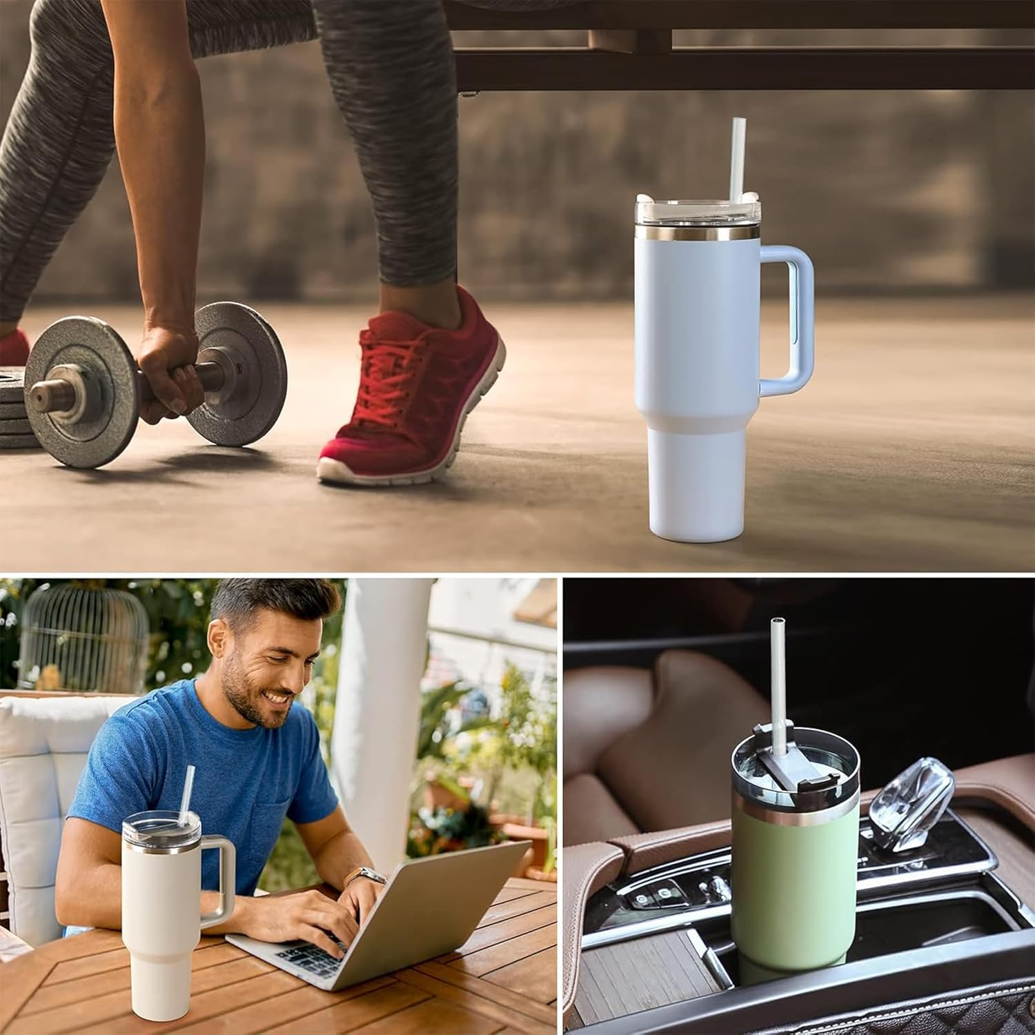 VITEVER Replacement Straw Compatible with Stanley 40 Oz 30 Oz Cup Tumbler, 6 Reusable Straws with 1 Cleaning Brush,Plastic (Clear) - Grey image number 5