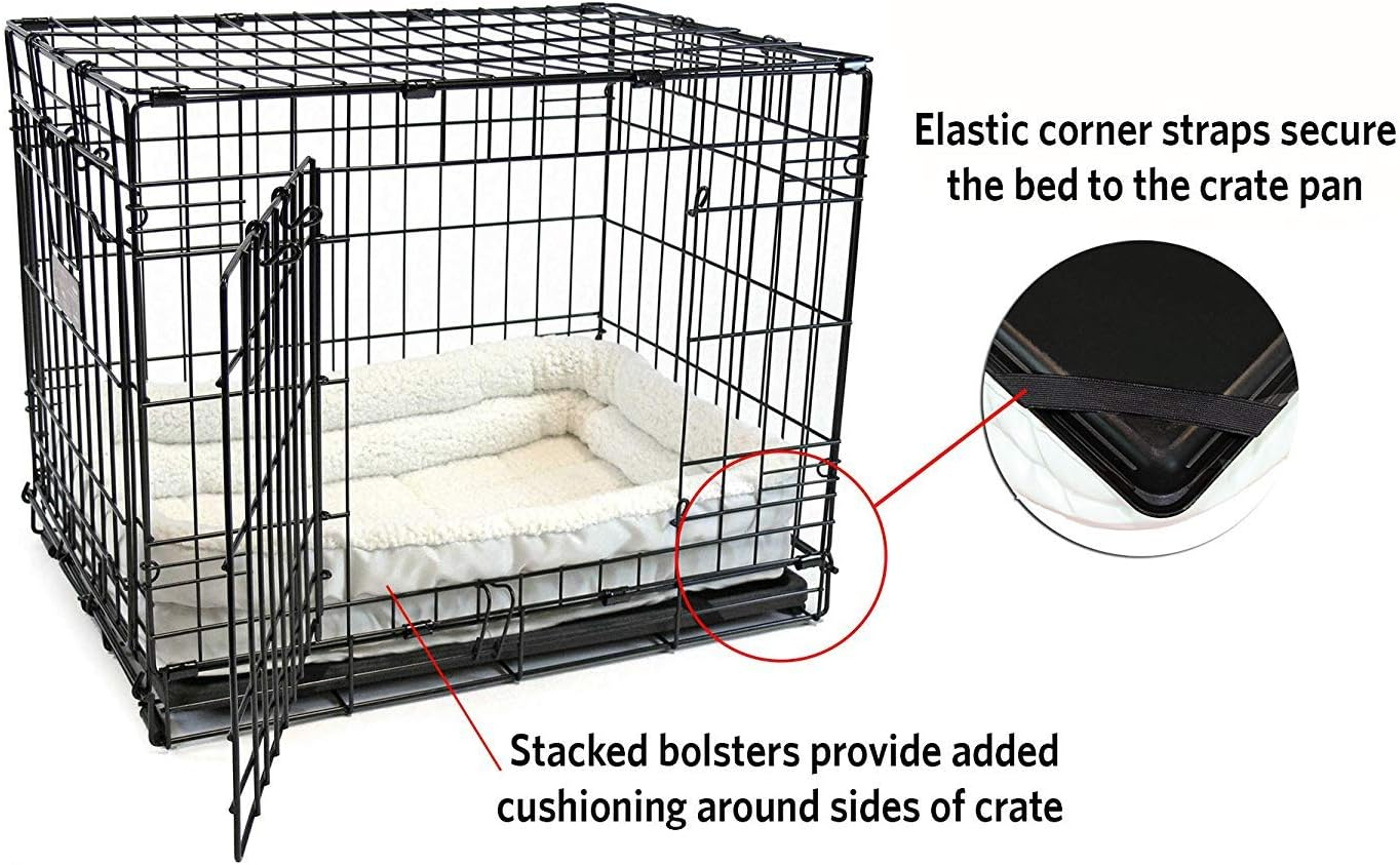 Double Bolster Pet Bed | 18-Inch Dog Bed Ideal for Toy Dog Breeds & Fits 18-Inch Long Dog Crates image number 6