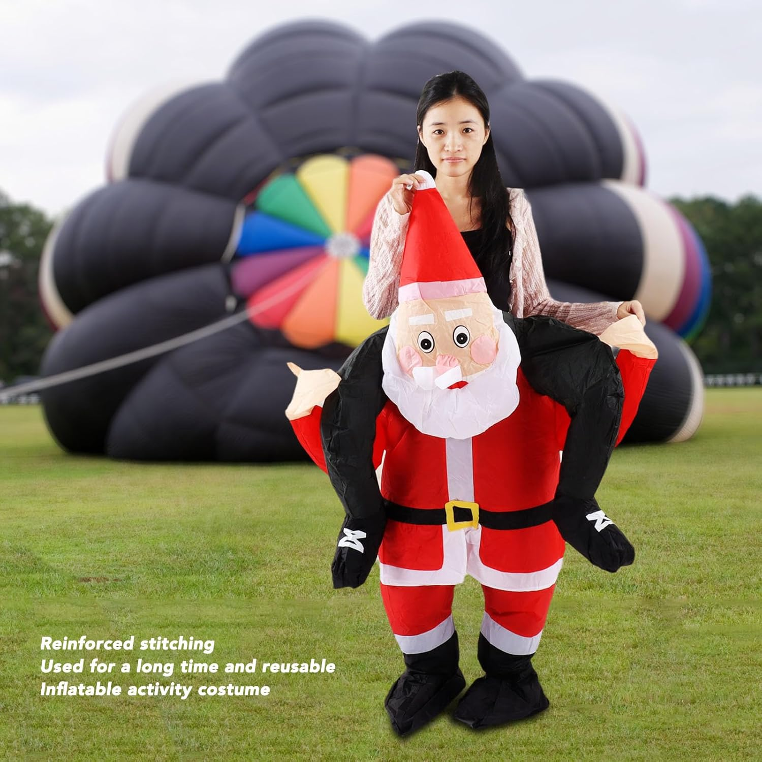 Santa Costume, Inflatable Christmas Santa Claus Suit, Funny Blow up Christmas Costumes Suit, Unisex Adult Fancy Dress Costume for Christmas Halloween Cosplay, Santa Claus (Adult) image number 2