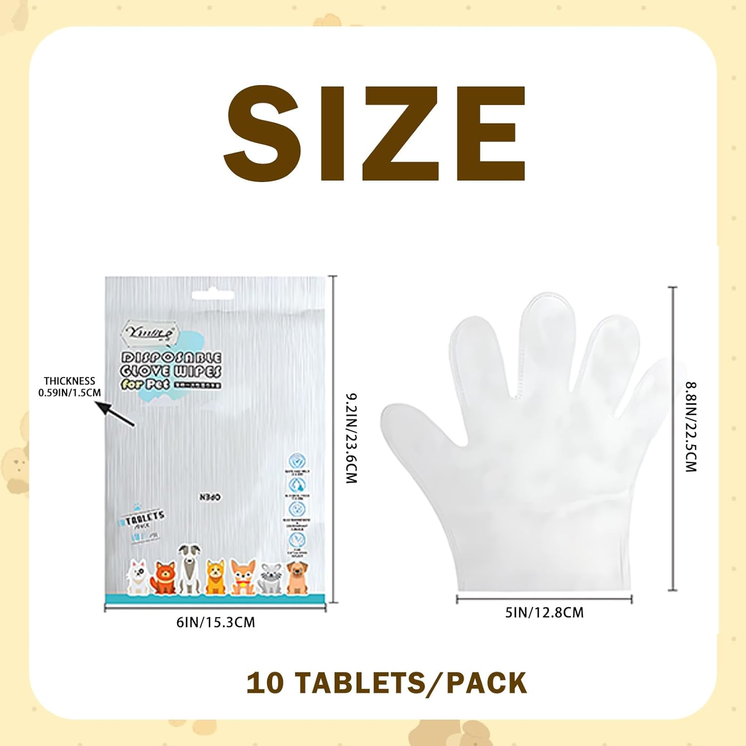 CHEUNGHAO 10 Count Pet Cleaning Gloves &ndash; No Rinse Grooming Wipes for Dogs & Cats &ndash; Cleaning Gloves for Fur, Face, Ears, Paws and Eyes &ndash; Deodorizing,Waterless Pet Bath Wipes for Easy Grooming and Care image number 6