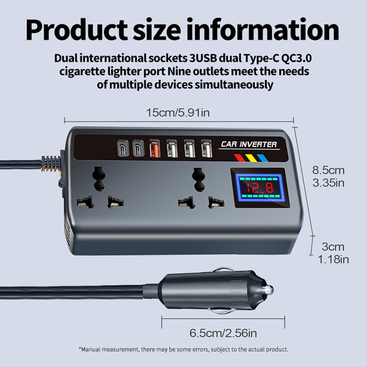 Inverter 12V to 240V, 200W Car Voltage Converter Transformer 240V 230V with 3-Pin Socket & 4 USB Ports for - 12V/24V 220V Outlet Adapter 2 AC Output Multi-Functional 3 Plug Adults image number 2