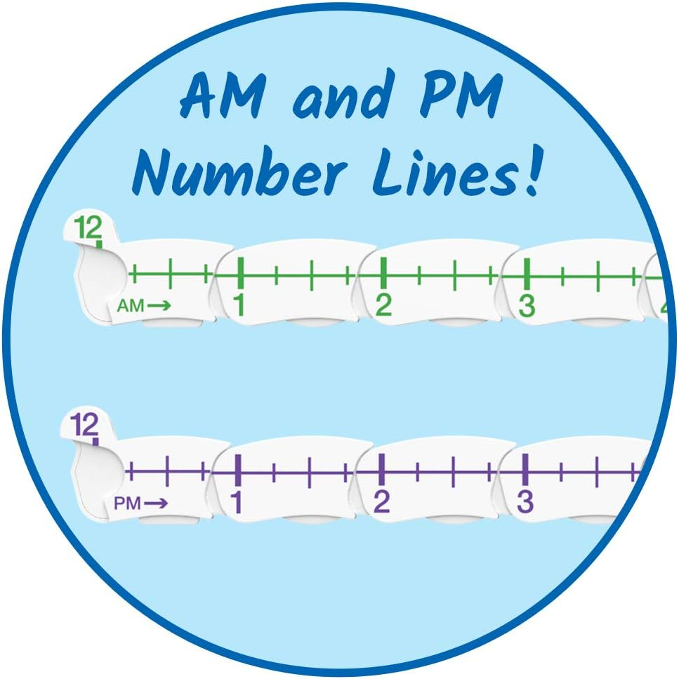 Hand2Mind Advanced Numberline Clock, Telling Time Teaching Clock, Elapsed Time Clock, Analog Clock Learning for Kids, Middle School Clock Manipulatives, Teaching Time Classroom Clock (Set of 25) image number 1