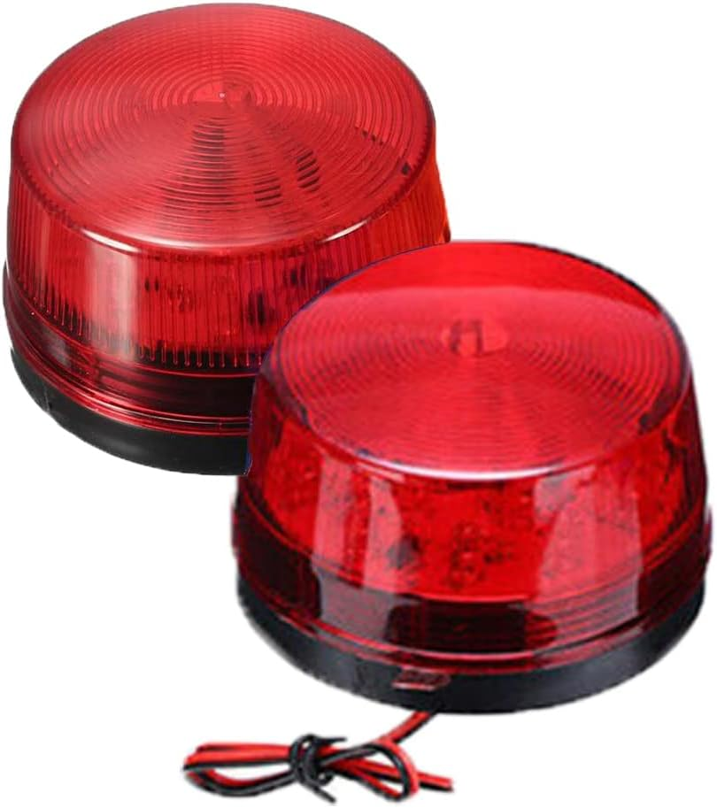 RUNAAJA 2PCS 12V Red LED Strobe Beacon Emergency Alarm Warning Flashing Light Signal Lamp Security Alarm for Car Truck Bus (Red) image number 4