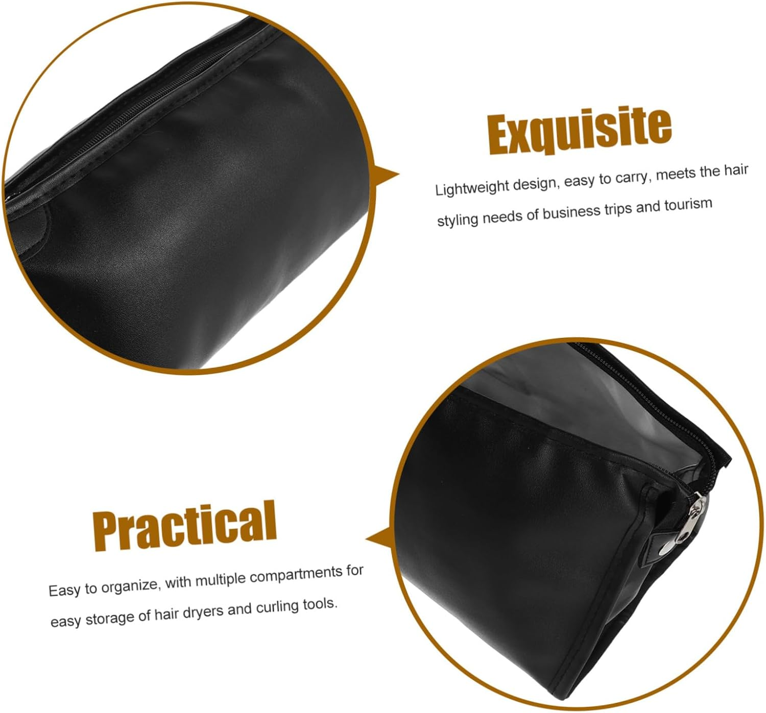 GOOHOCHY Impact Resistant PU Hair Dryer Storage Bag with Padded Interior Travel Organizer for Hair Dryer Curling Iron Compact Lightweight Carry Case for Daily Use and Gym Styling Tools image number 4