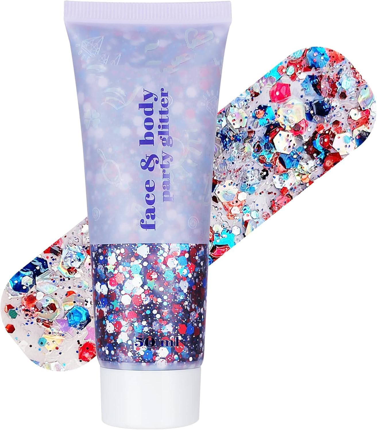 Clear White Body Glitter,Mardi Gras Face Glitter Makeup for Kids Women，Sparkly Chunky Hair Glitter,Singer Concert Festival Rave Accessories,Mermaid Glitter Face Paint,Halloween Decorations (White Body Glitter)