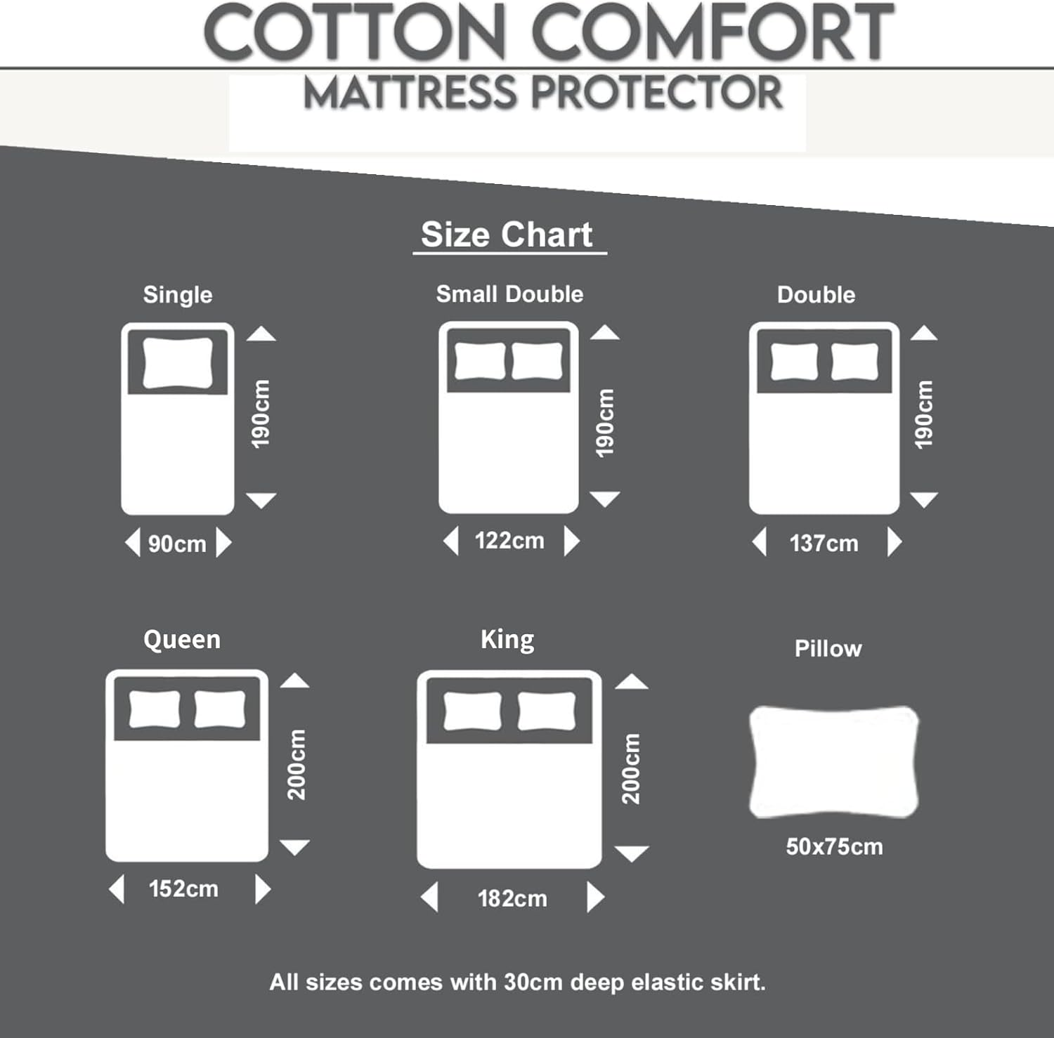 Quilted Waterproof Mattress Protector, JOMWEN Extra Deep Mattress Topper, Fitted Bed Cover, Comfortable and Machine Washable Bed Pad (White, Double 137 X 190+30Cm) image number 4