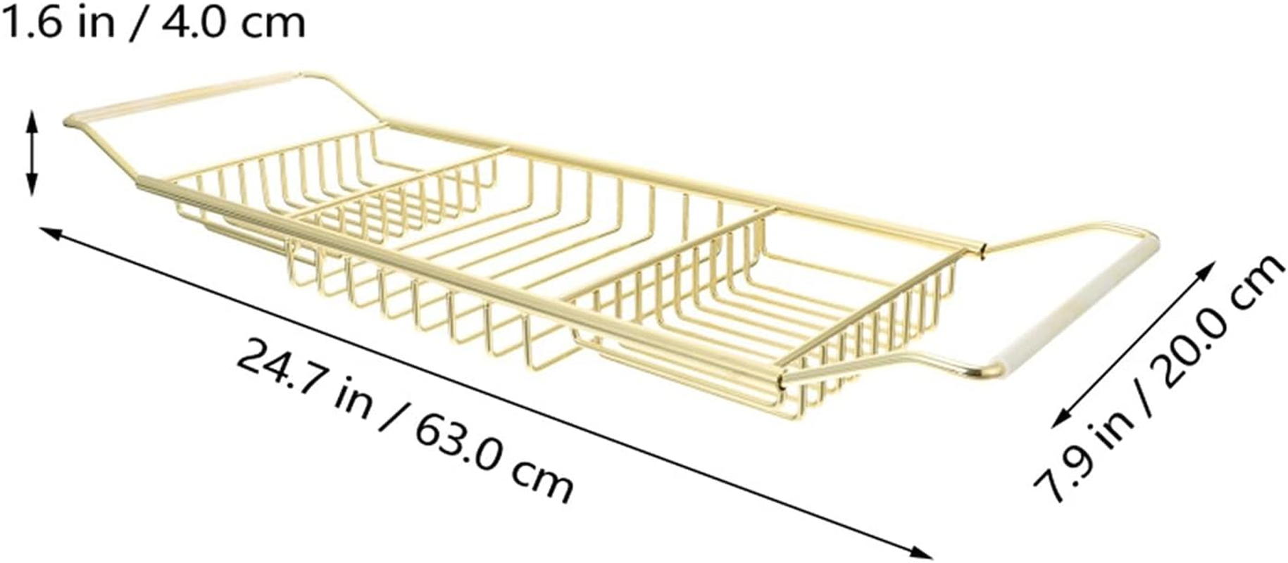 63 * 20 * 4Cm Gold Stainless Steel Bathtub Tray Anti-Slip Bathtub Rack Shower Tub Tray Holder image number 6