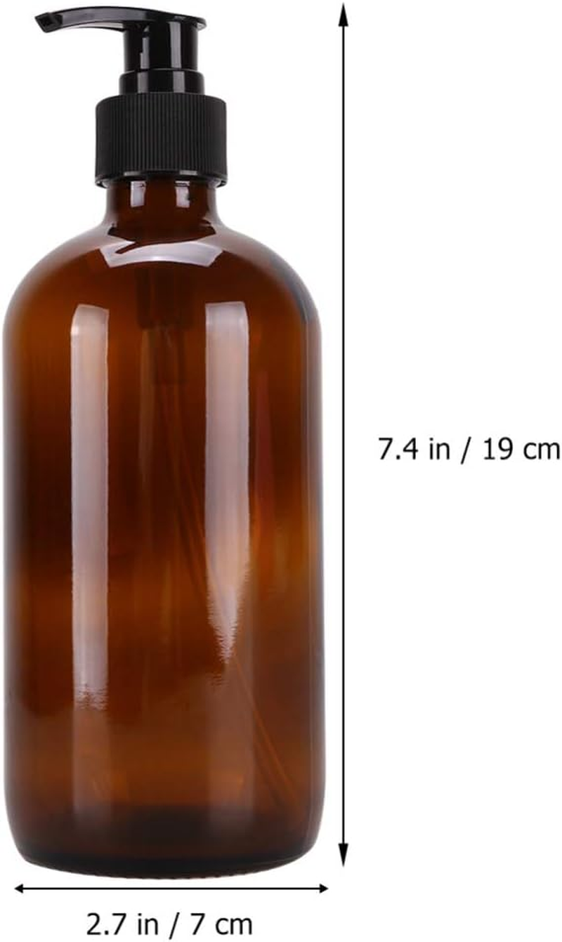 DOITOOL 2Pcs Glass Pump Bottles with Black Lotion Pumps 500ML Refillable Pump Bottles Dispenser Thick Glass Lotion Soap Shampoo Containers Multipurpose for Bathroom image number 5