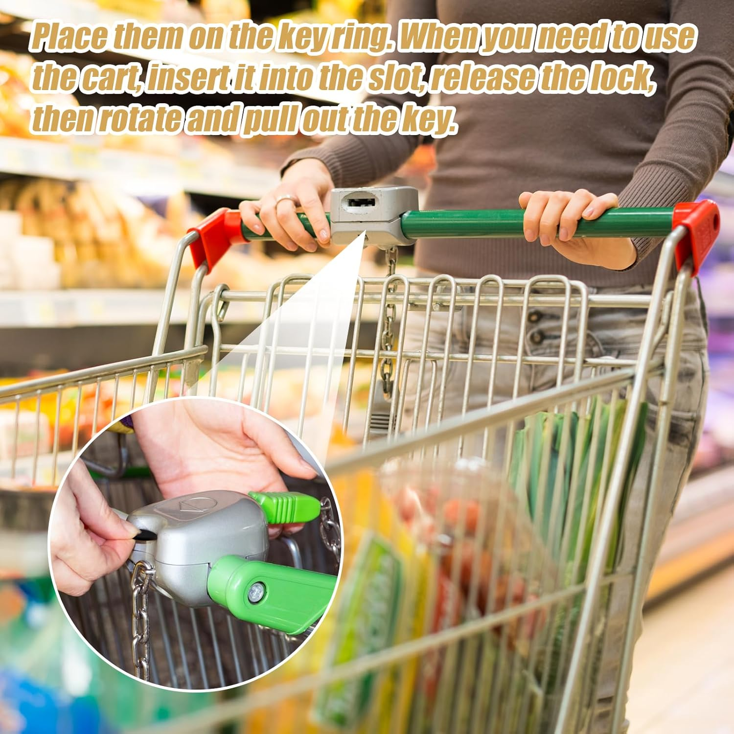 6 Pcs Australia Shopping Trolley Release Key Set, 3 Shape Designs with Stainless Steel Construction & Bottle Opener Feature, Trolley Token Keyring for Supermarket Cart Access (Black) image number 6