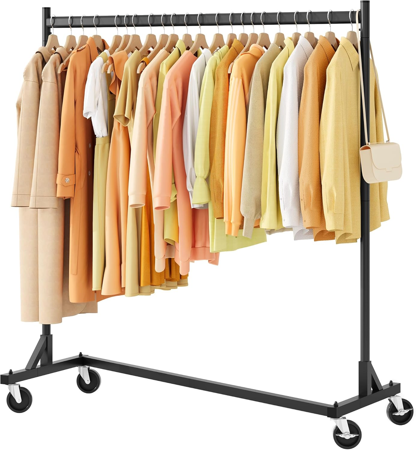 Hoctieon Z Rack Set of 2, Rolling Clothing Racks with Z-Base, Heavy Duty Garment Racks Set of 2, Clothes Rack on Wheels with Brakes, Clothes Organizer Rack, Black